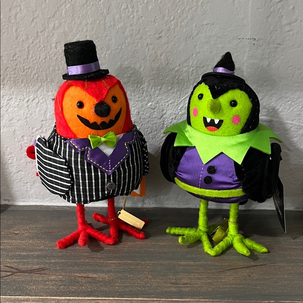 Halloween Hyde & Eek Bird decor Set - Orange and Green